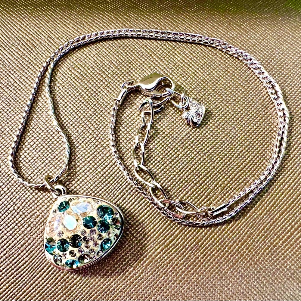 Swarovski Teardrop Pendant Necklace (Swan Logo)